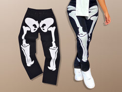 Skeleton Print Harajuku Embroidery Goth Patchwork Jeans
