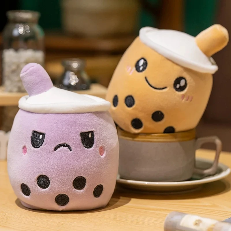 Cute Reversible Boba Milk Tea Plushie Toy