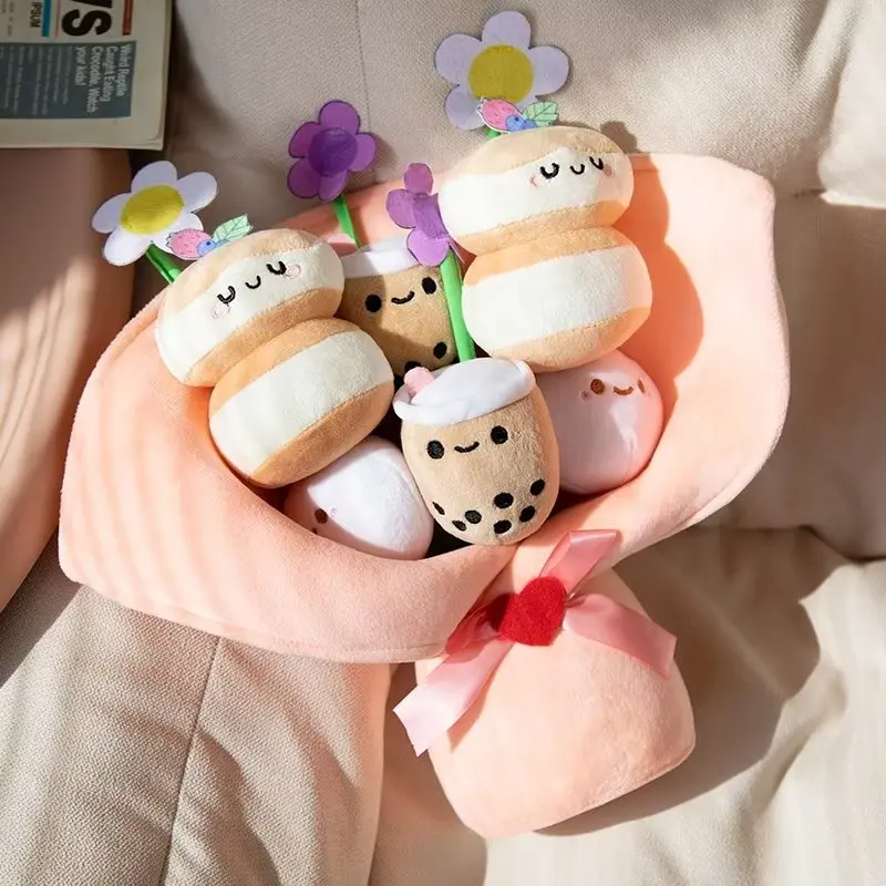 Boba Milk Tea Flower Plushie Toy Bouquet