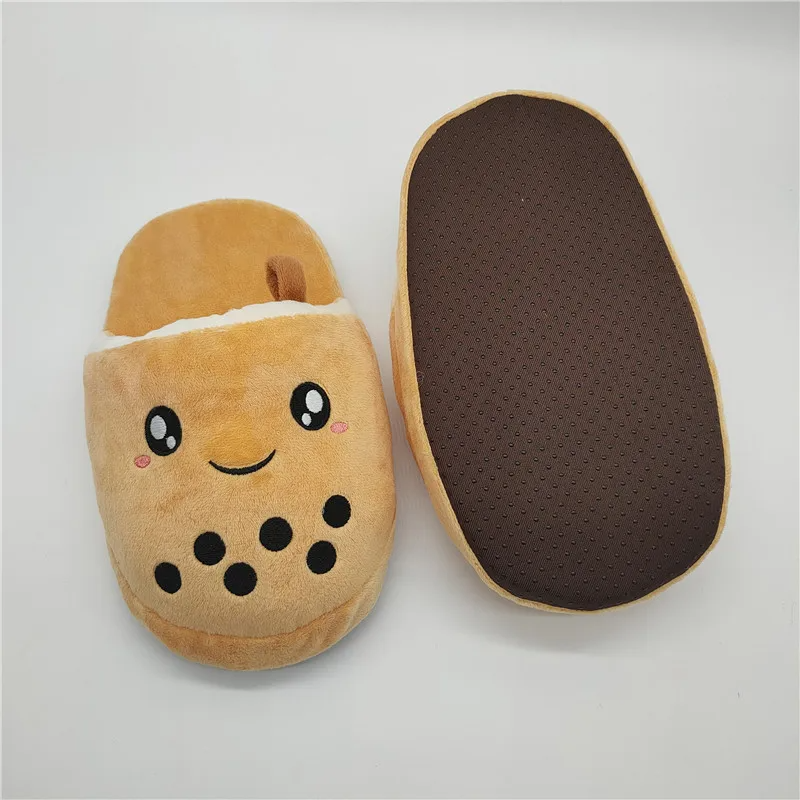 Boba Milk Tea Plush Soft Home Slippers