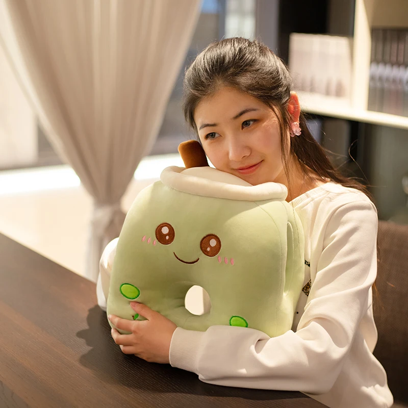 Boba Milk Tea Plush Airplane Pillow Plushie Headrest Handwarmer