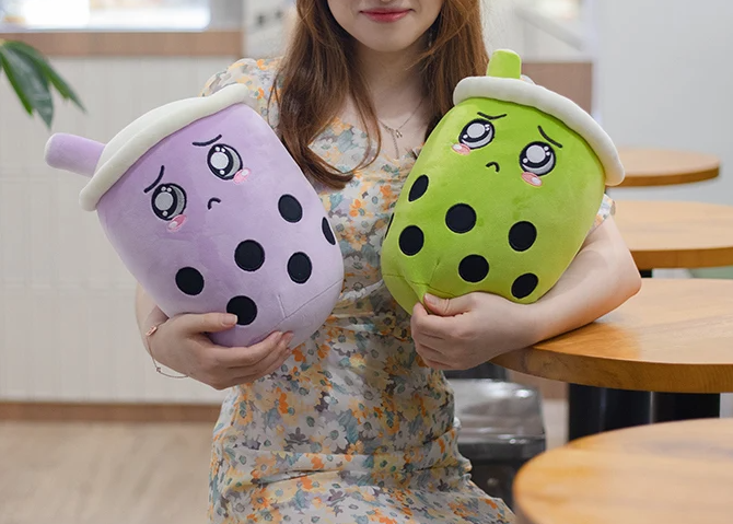 Matcha Ube Boba Milk Tea Plushie Soft Pillow