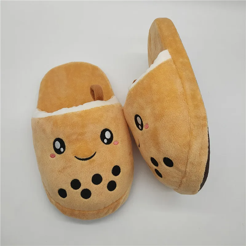 Boba Milk Tea Plush Soft Home Slippers