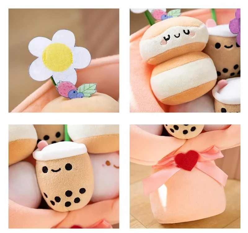 Boba Milk Tea Flower Plushie Toy Bouquet