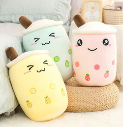 Fruit Bubble Tea Plushie Soft Pillow