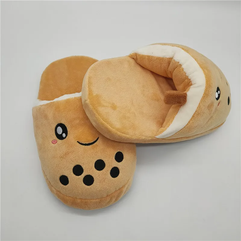 Boba Milk Tea Plush Soft Home Slippers