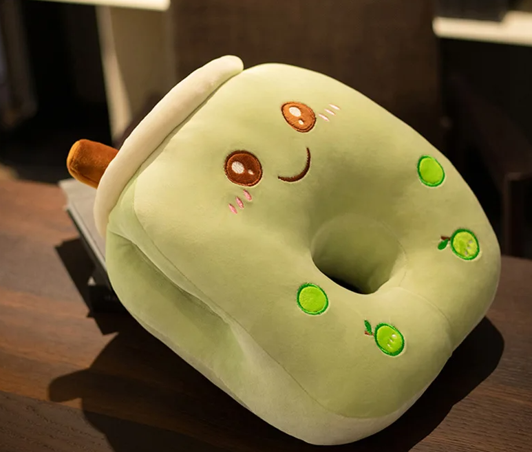 Boba Milk Tea Plush Airplane Pillow Plushie Headrest Handwarmer