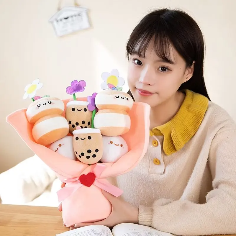 Boba Milk Tea Flower Plushie Toy Bouquet