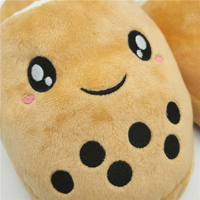 Boba Milk Tea Plush Soft Home Slippers