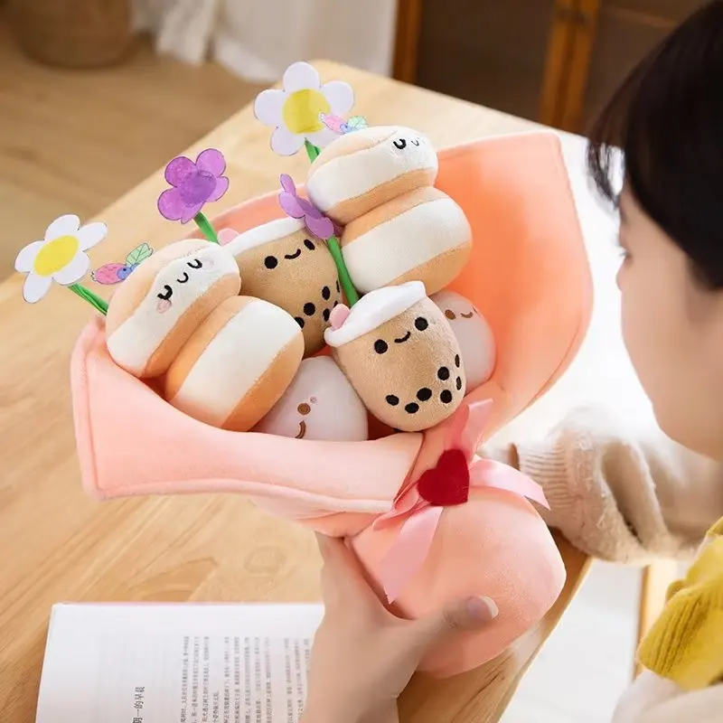 Boba Milk Tea Flower Plushie Toy Bouquet