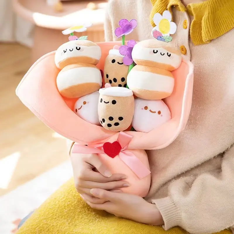 Boba Milk Tea Flower Plushie Toy Bouquet