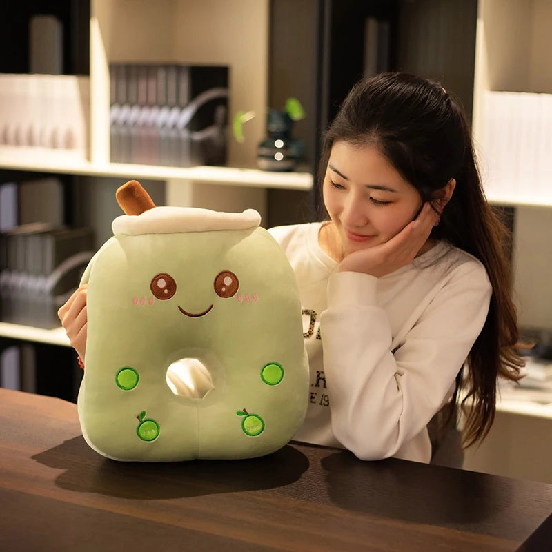 Boba Milk Tea Plush Airplane Pillow Plushie Headrest Handwarmer