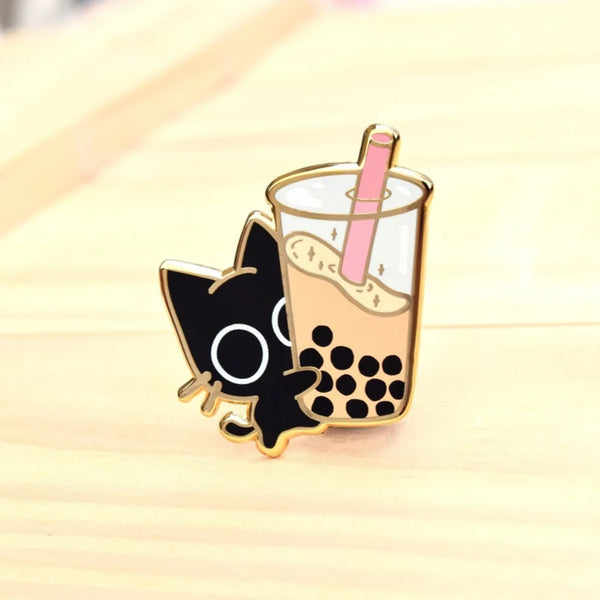 Boba Black Cat Enamel Pin