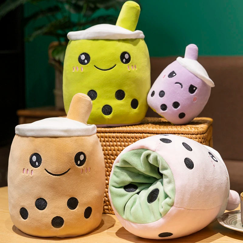 Cute Reversible Boba Milk Tea Plushie Toy