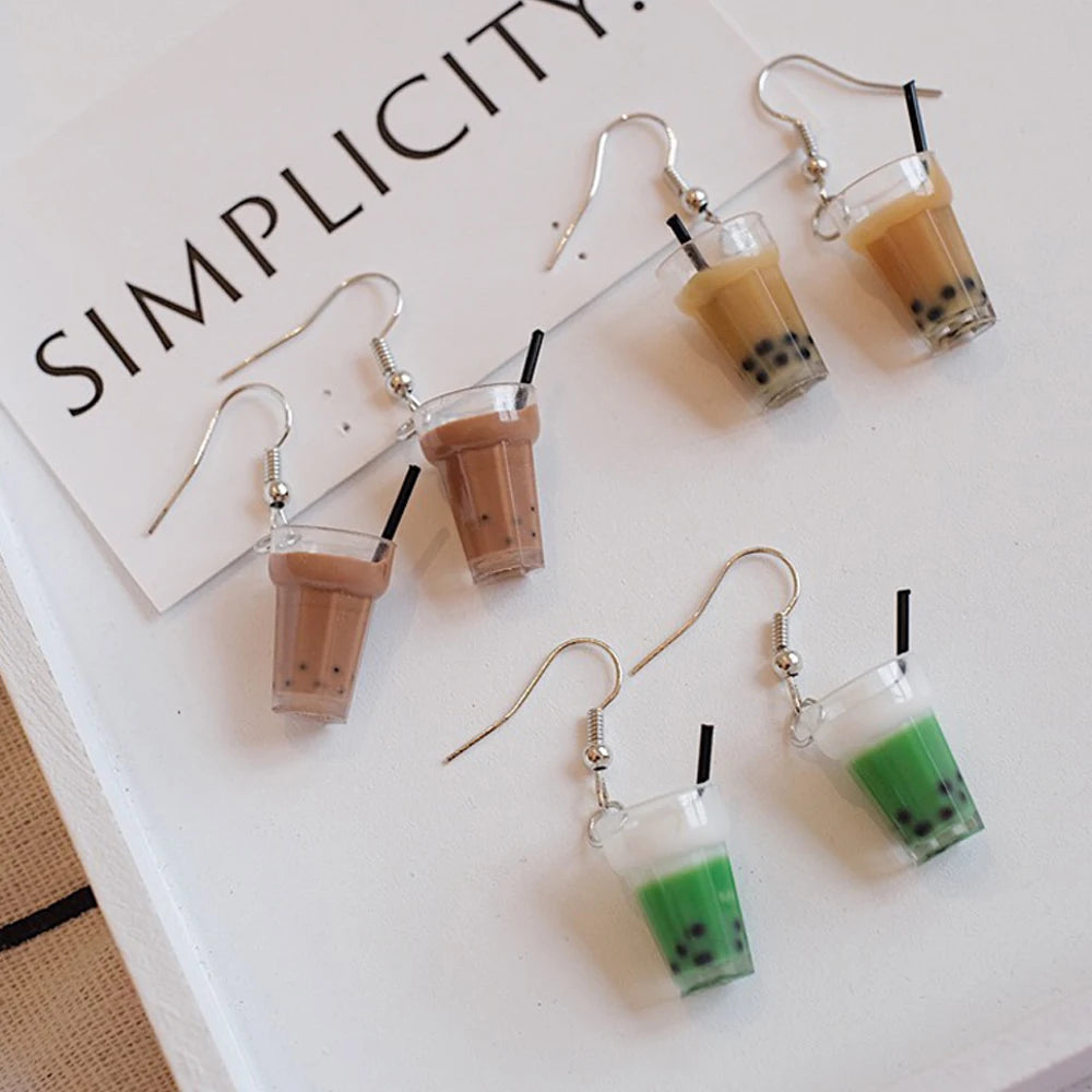 3D Bubble Tea Resin Earrings