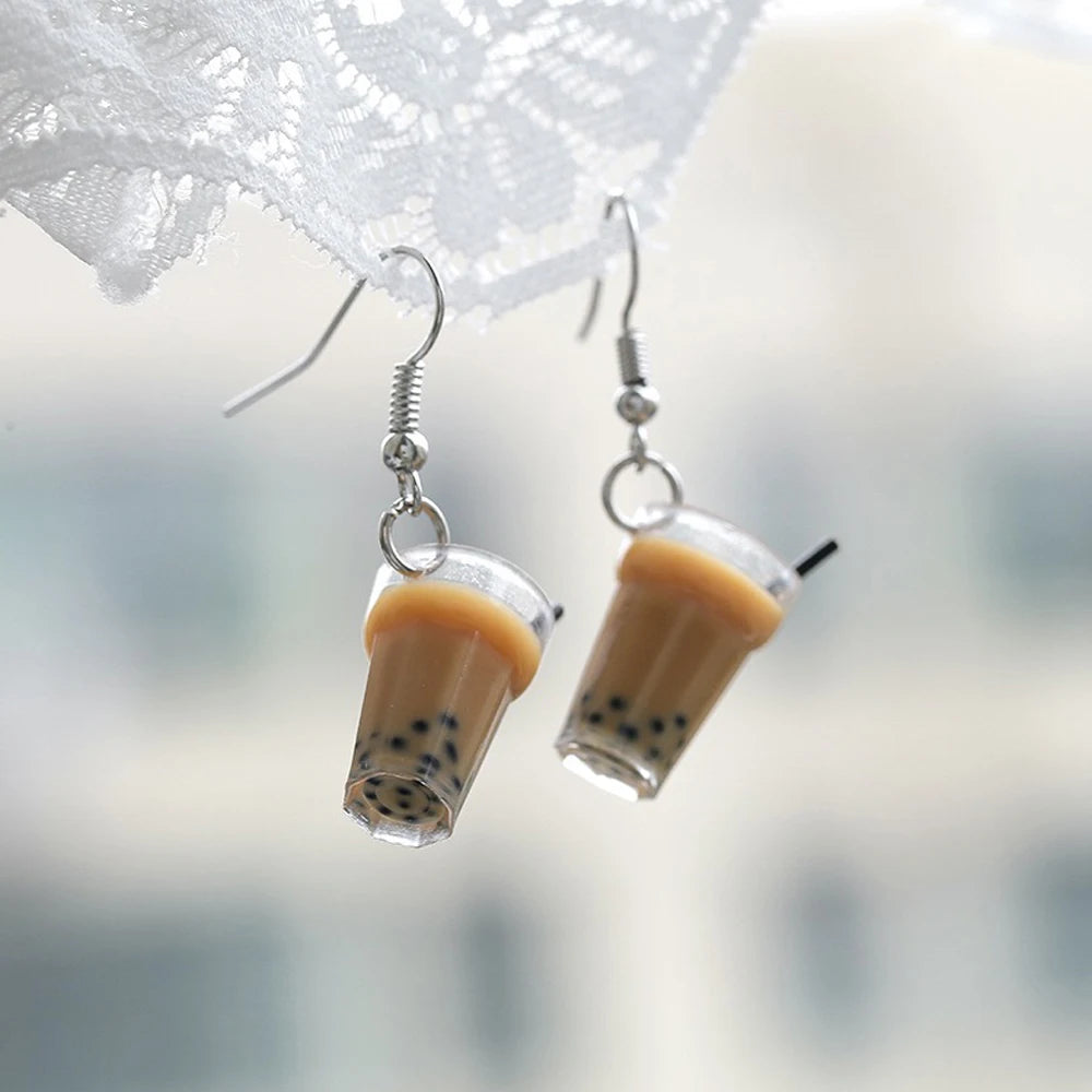 3D Bubble Tea Resin Earrings