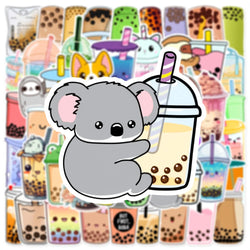 Cute Animal Boba Milk Tea Graphic Stickers 30pcs