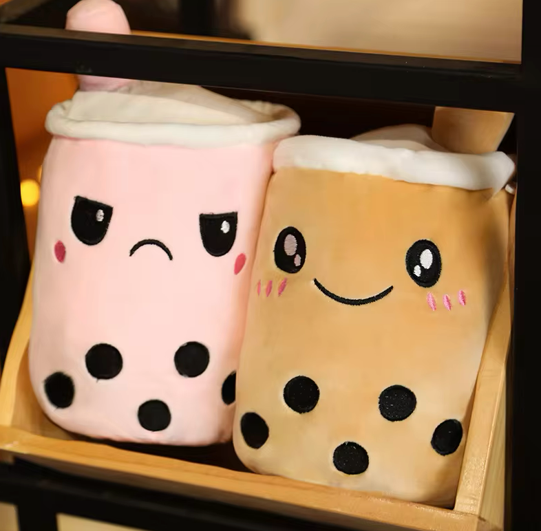 Cute Reversible Boba Milk Tea Plushie Toy