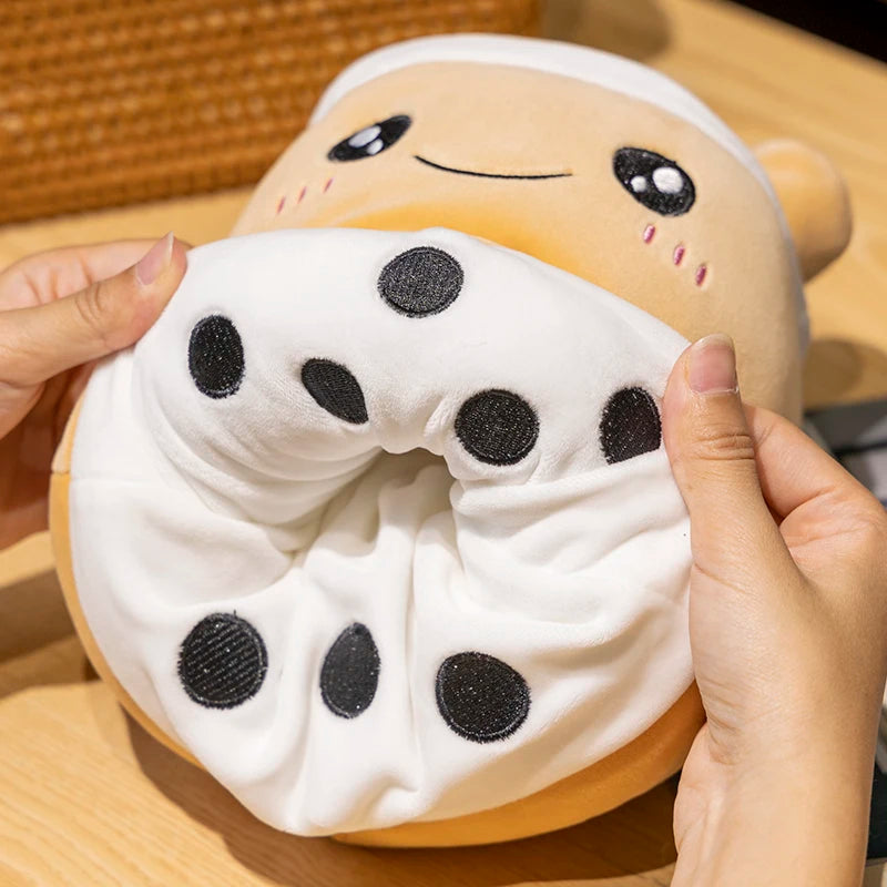 Cute Reversible Boba Milk Tea Plushie Toy