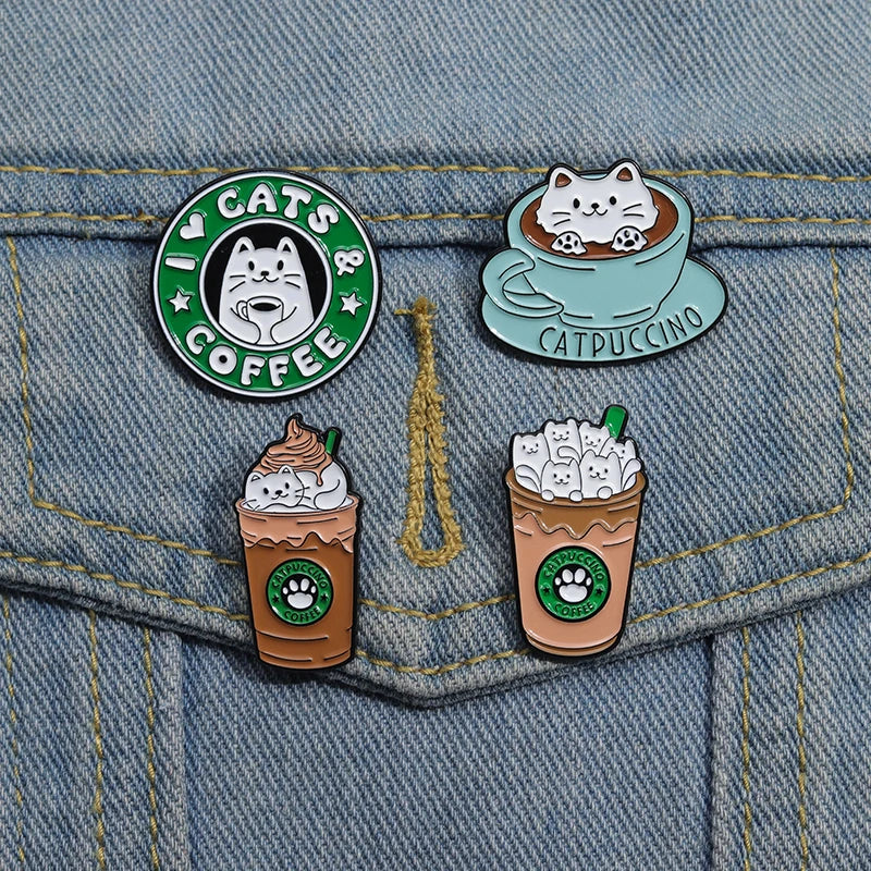 Cute Animal Bubble Tea Enamel Pins Metal Lapel Brooch