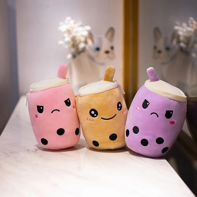 Cute Reversible Boba Milk Tea Plushie Toy