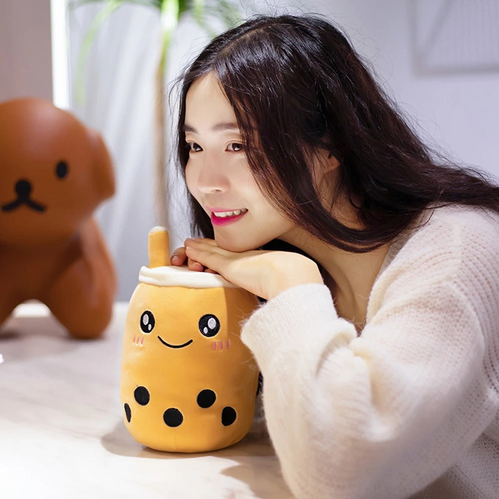 Cute Reversible Boba Milk Tea Plushie Toy