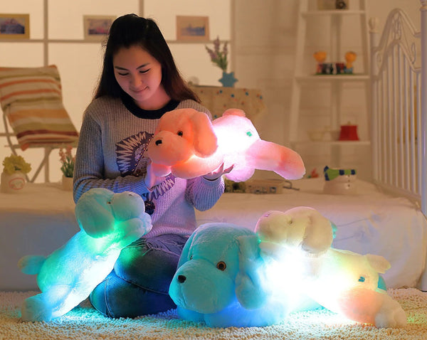 Light Up LED Puppy Dog Plush Stuffed Animal for Children Kids Babies