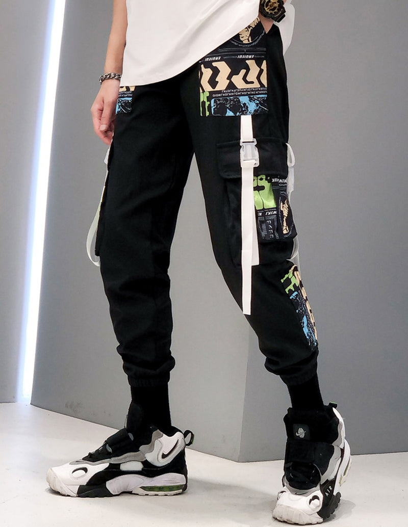 Futuristic Tactical Tech Wear Cyberpunk Harajuku Streetwear Cargo Pants XXL (Asian Size) / I