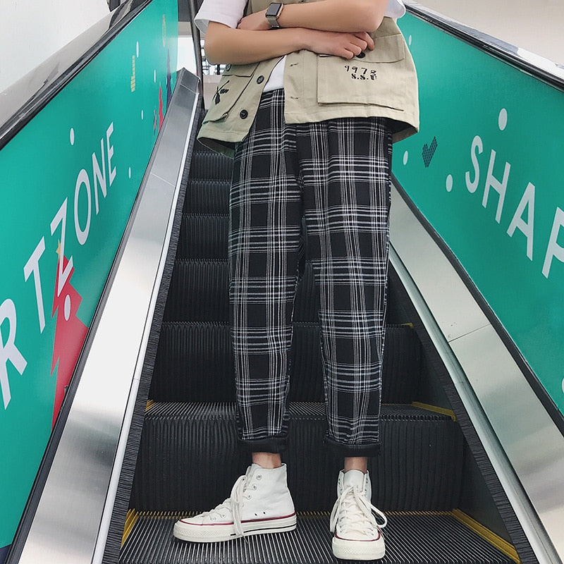 Slim Plaid Harajuku Streetwear Jogger Harem Pants