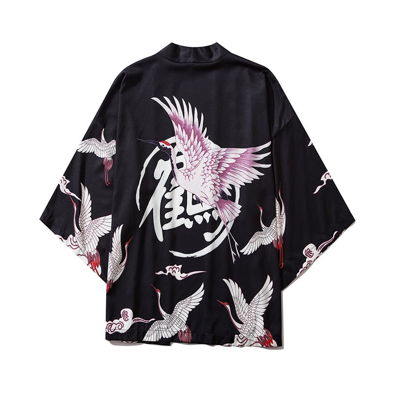 Japanese Wave Koi Print Kimono Cardigan Streetwear