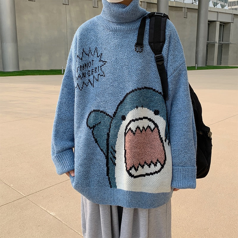 Adorable Harajuku Shark Hoodie - Blue / M