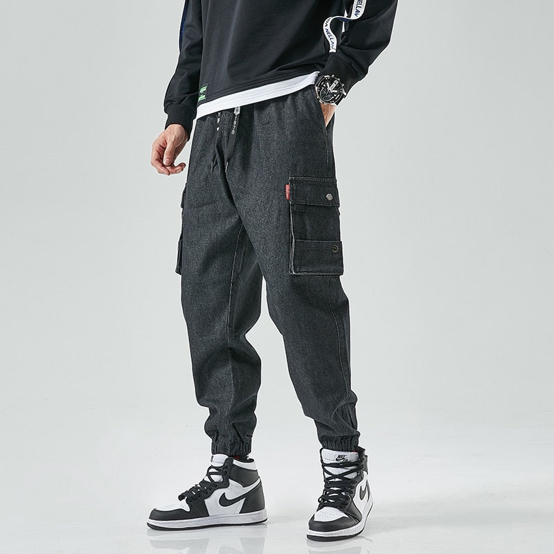 Hip Hop Cargo Harem Jogger Streetwear Denim Jeans