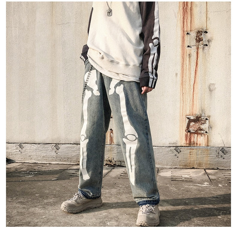 Oversized Skeleton Harajuku Wide Leg Hip Hop Jeans