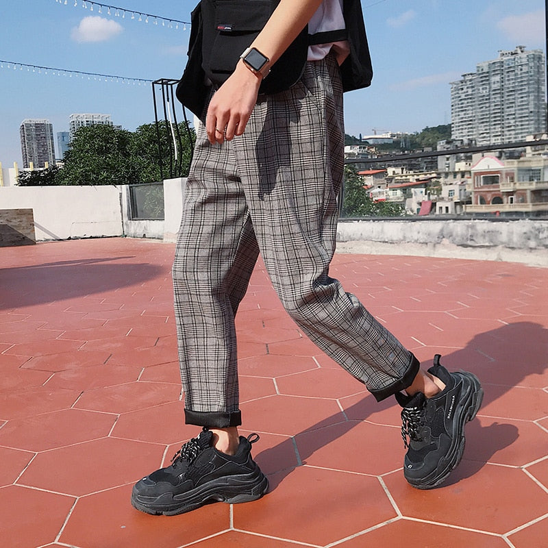 Slim Plaid Harajuku Streetwear Jogger Harem Pants