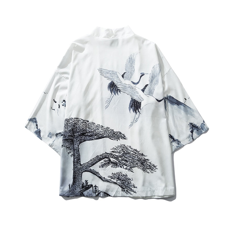 Japanese Wave Koi Print Kimono Cardigan Streetwear