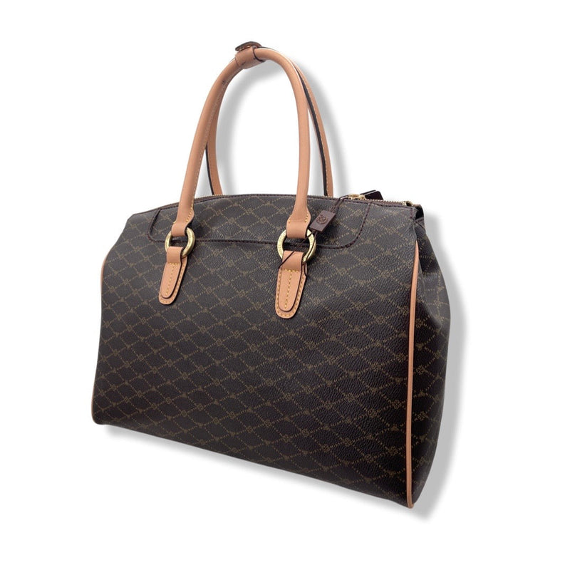 Classy Luxury Handmade Genuine Leather Trim Top Handle Handbag