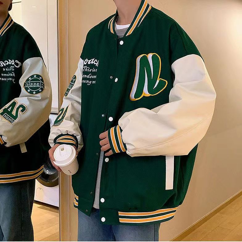 Retro Quilted Embroidered Varsity Baseball Jacket