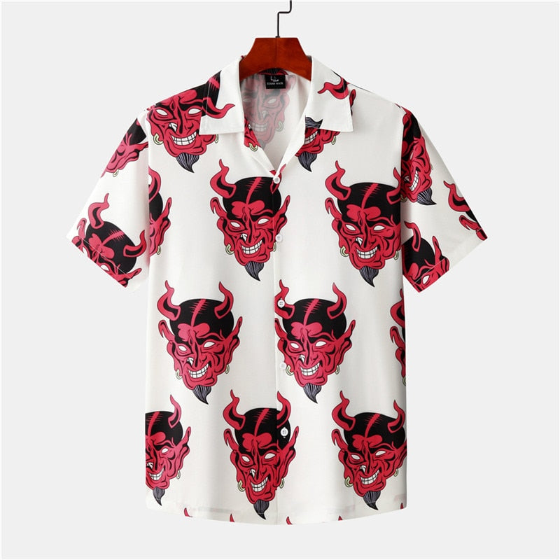 Devil Anime Hip Hop Short Sleeve Hawaiian Shirt