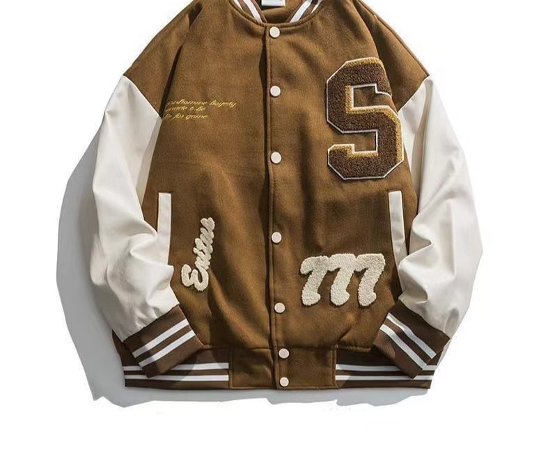 Retro Quilted Embroidered Varsity Baseball Jacket