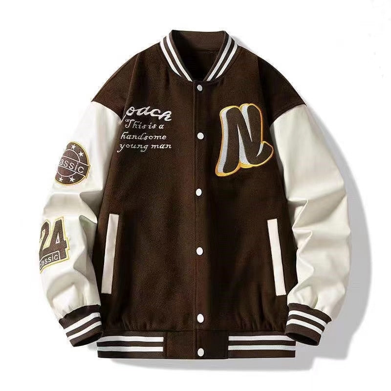 Retro Quilted Embroidered Varsity Baseball Jacket