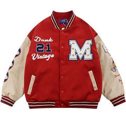 Retro American Embroidered Letter Varsity Baseball Jacket