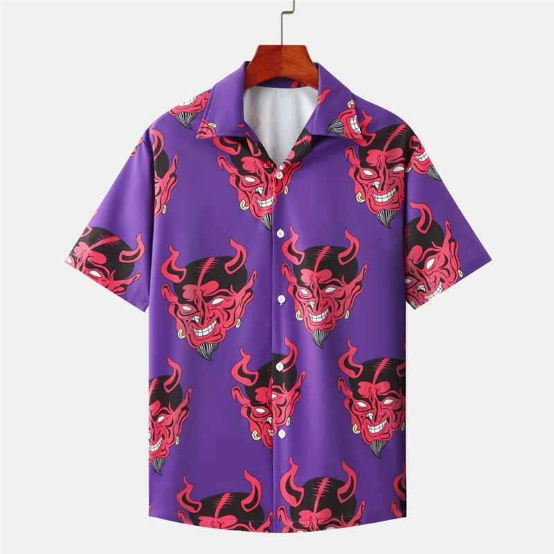 Devil Anime Hip Hop Short Sleeve Hawaiian Shirt