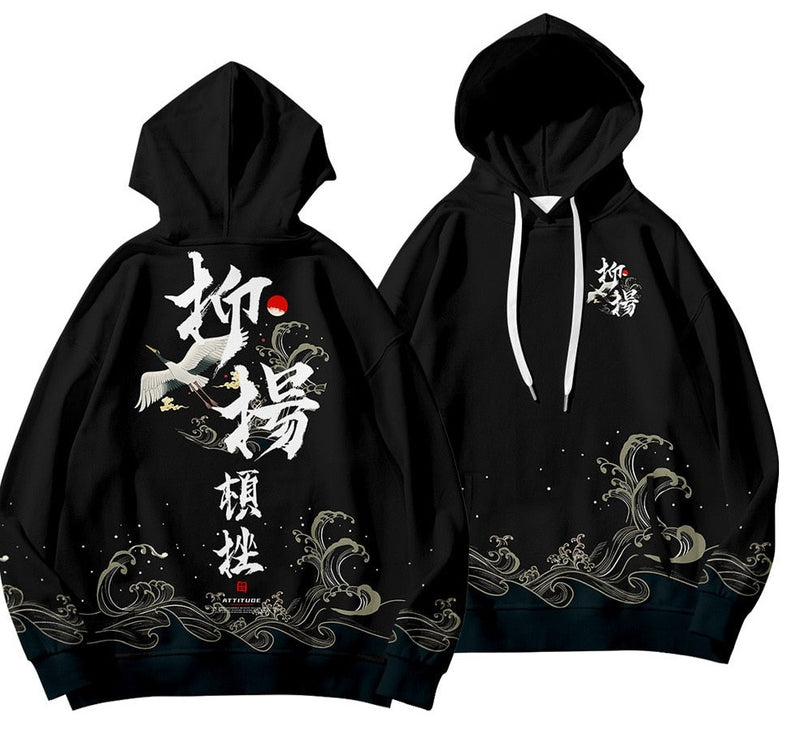 Harajuku Hoodies Astronaut Printed Japanese Streetwear Hoodie