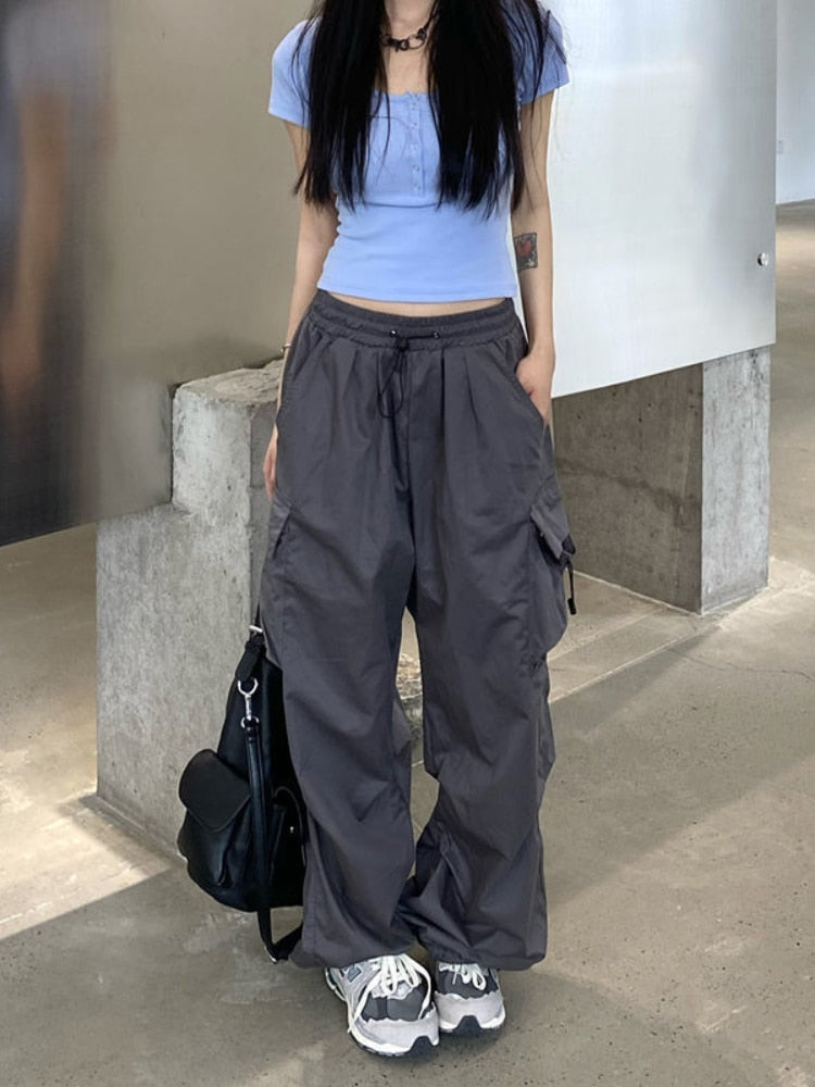 Streetwear Techwear Harajuku Parachute Wide Leg Cargo Pants