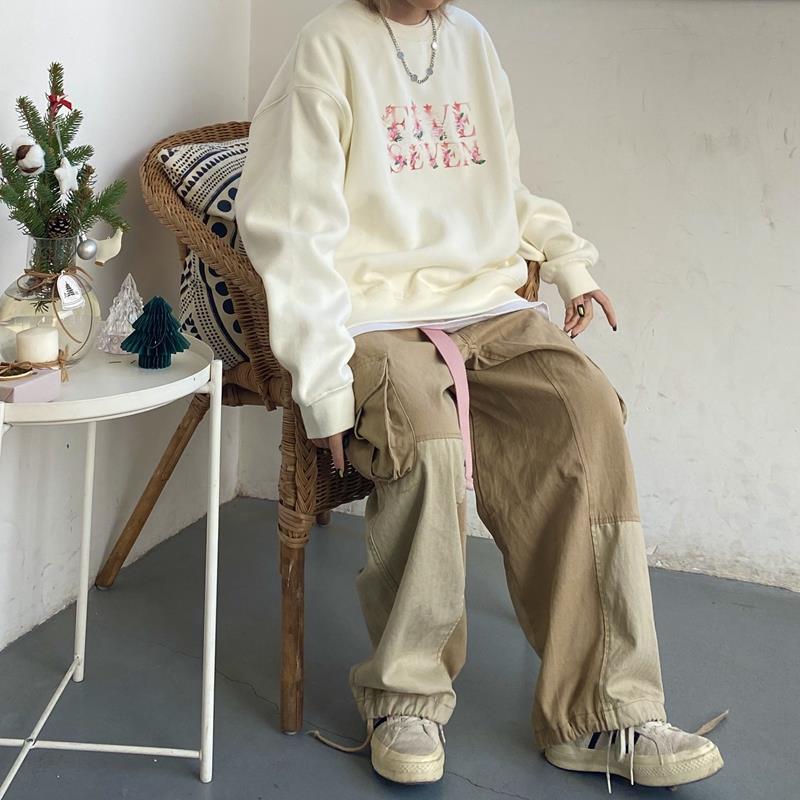 Unisex Baggy Beige Vintage Retro Cargo Pants