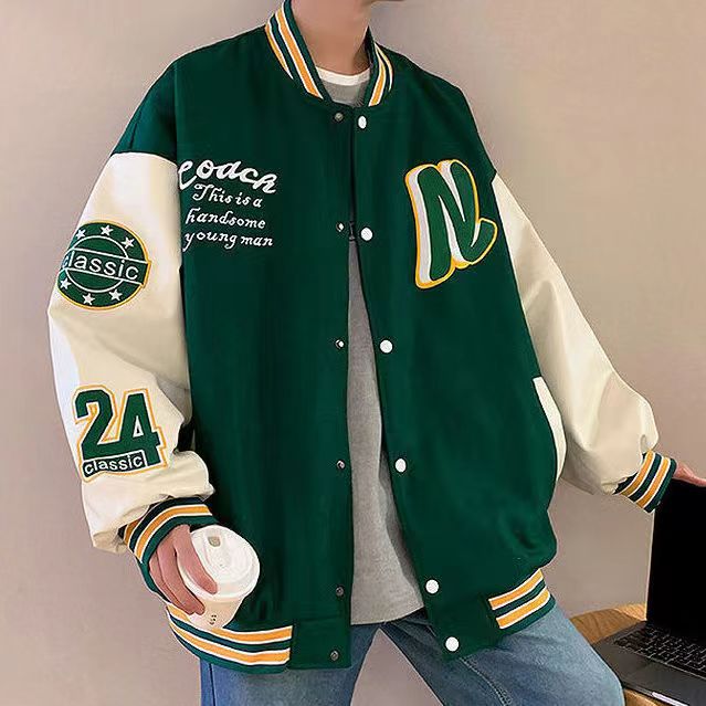 Retro Quilted Embroidered Varsity Baseball Jacket