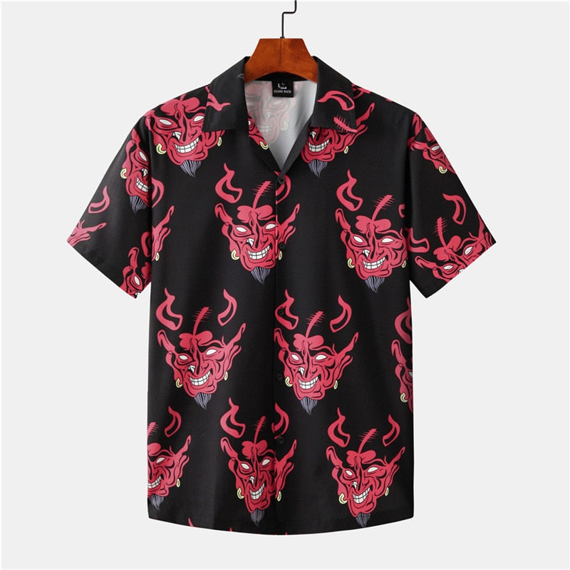 Devil Anime Hip Hop Short Sleeve Hawaiian Shirt