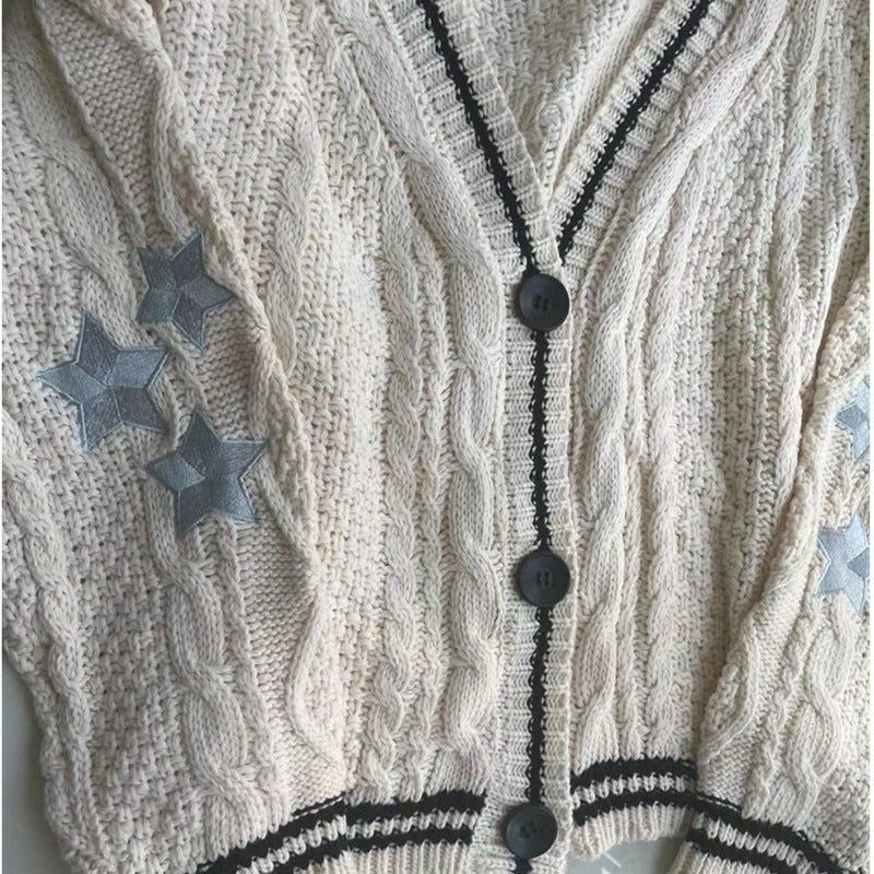 Autumn Star Embroidered Cardigan Sweater