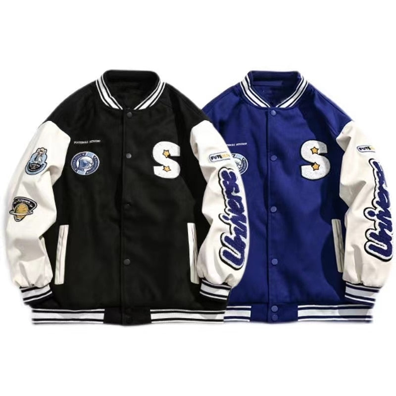 Retro Quilted Embroidered Varsity Baseball Jacket