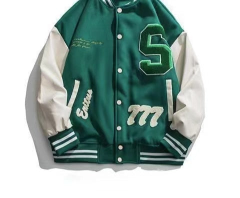 Retro Quilted Embroidered Varsity Baseball Jacket